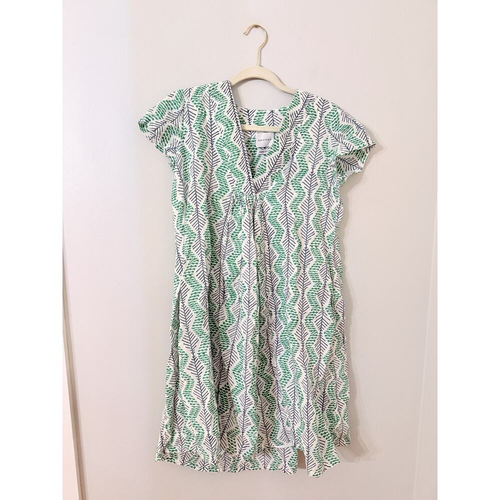 Zen Ethic Blue Green Cotton Tunic Dress Lightweight Boho Colorful Tunic S
